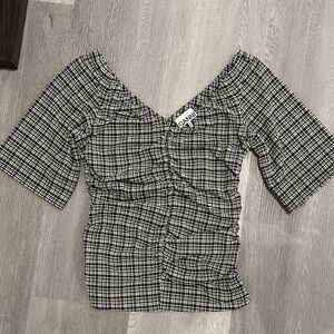Ganni Monochrome Checkered Top